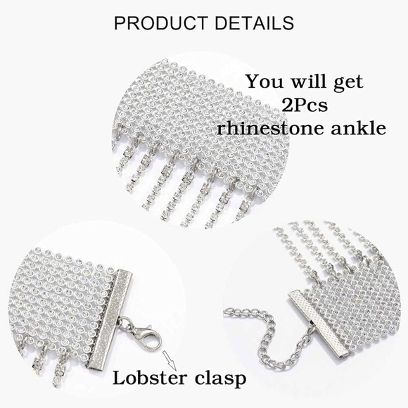 🔥2Psc Rhinestone Tassel Anklet - Picture 6 of 10